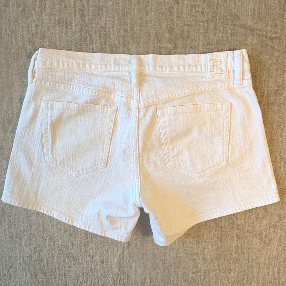 Ralph Lauren Sport White Denim Shorts Womens 29 Stretch Pony Logo Preppy Y2K - Picture 10 of 11